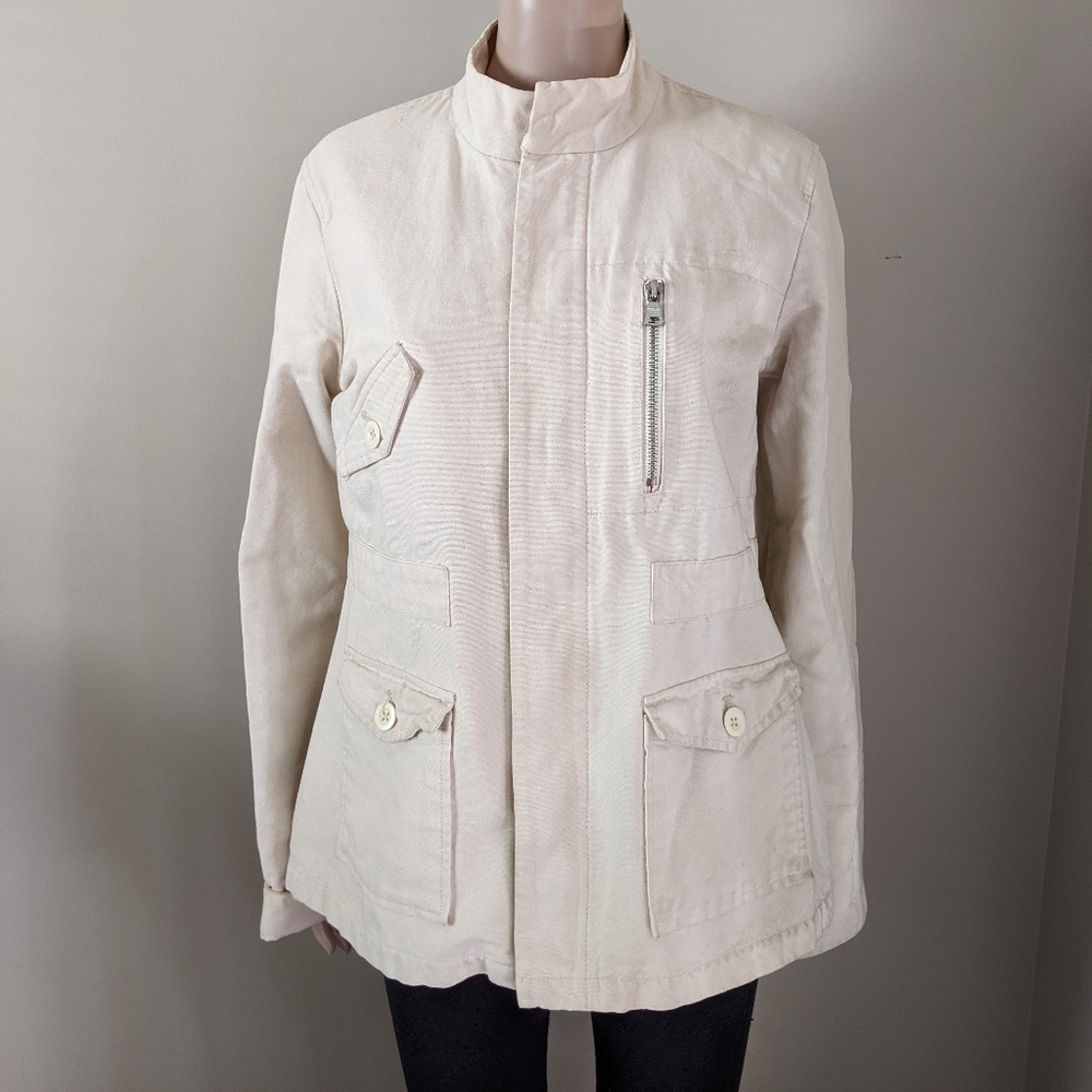 Vintage Ralph Lauren Polo Jeans beige cargo jacket, women's large